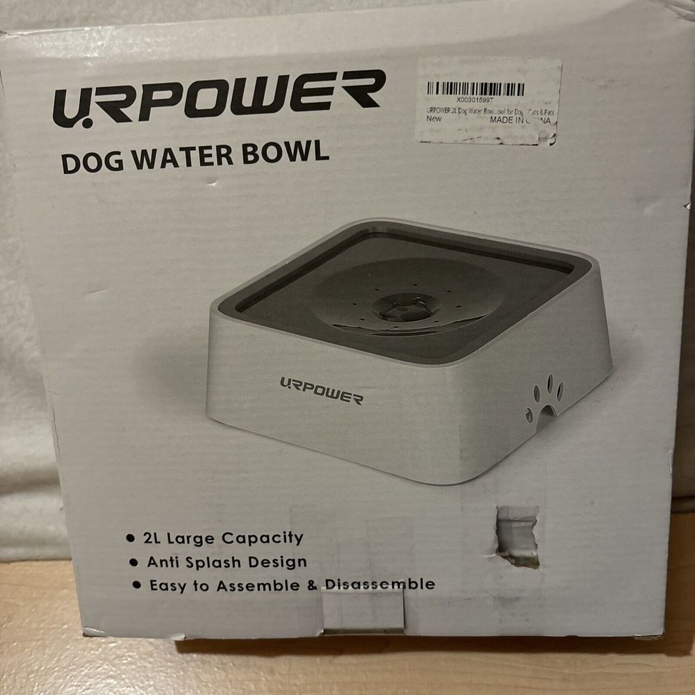 URPOWER Dog Water Bowl Anti Splash Design 2 Liter Capacity For Dogs Cats Pets